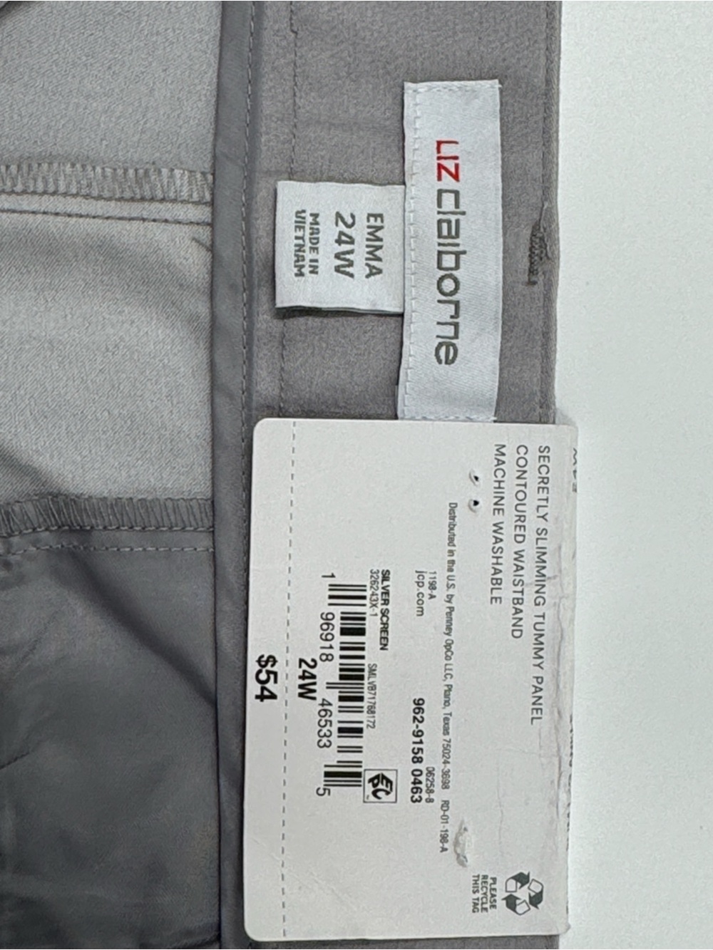 NWT Liz Claiborne Classic Light Gray Straight-Leg Dress Pants Size 24W - Picture 5 of 8